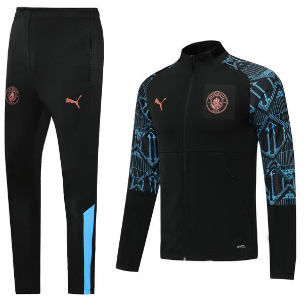 Manchester City Black Blue Training Kits Jacket with Pants 2020/21